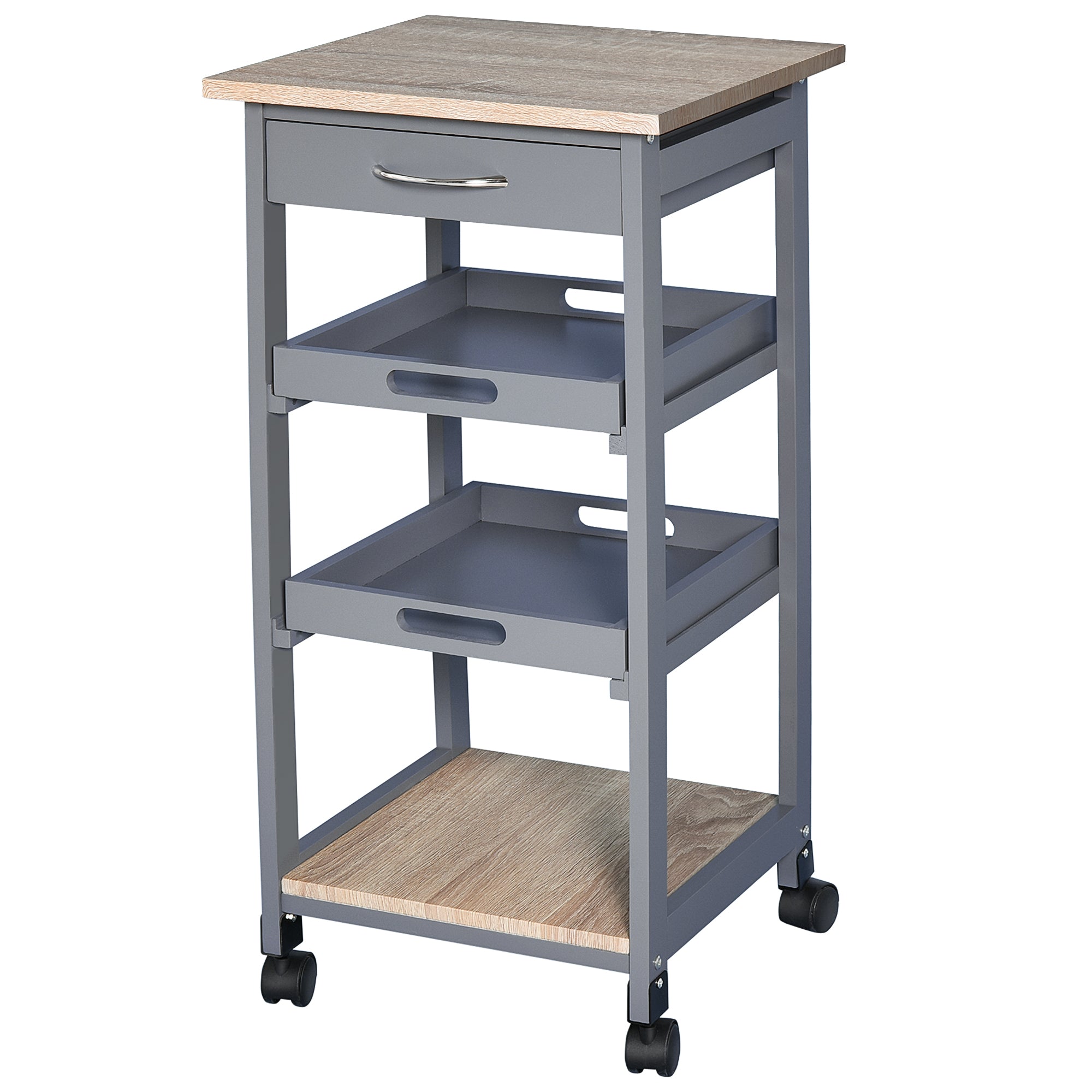 Kitchen Island Rolling Trolley Utility Serving Cart with Drawer Grey Kitchen Islands & Kitchen Carts at Gallery Canada