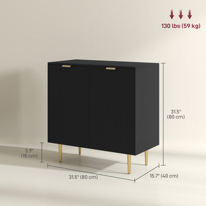 Modern Kitchen Storage Cabinet, Sideboard Buffet Cabinet with Adjustable Shelves and Metal Legs for Kitchen, Black Bar Cabinets   at Gallery Canada