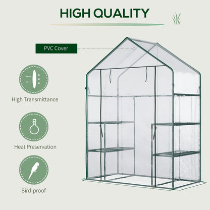 56" x 29" x 77" Walk-in Greenhouse, Mini Greenhouse with 4 Shelves, Roll-Up Door and Weatherized Cover, Clear Mini Greenhouses   at Gallery Canada