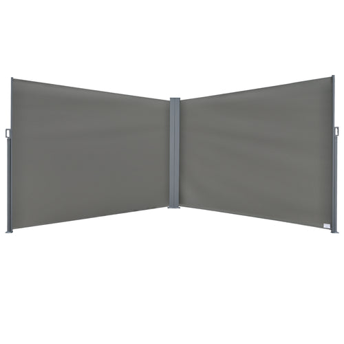 Patio Retractable Double Side Awning, Folding Privacy French Screen Fence, Privacy Wall Corner Divider, Garden Outdoor Sun Shade Wind Screen, Indoor Room Divider, Grey