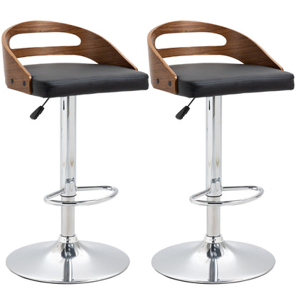 Bar Stools Set of 2, Adjustable Height Counter Height Bar Stools, Swivel Bar Chair with PU Leather Padded Seat, Footrest Bar Stools Black  at Gallery Canada