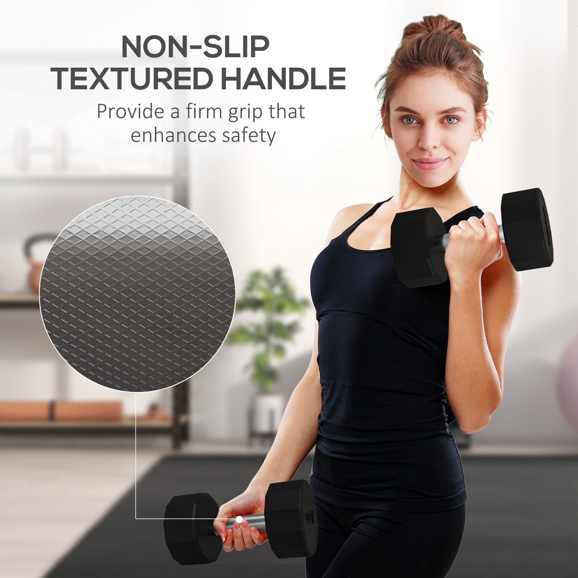 2 x 25lbs Dumbbells Set with Non-Slip Grip, Rubber Covered Weights for Men Women Home Gym Workout Dumbbells & Barbells at Gallery Canada