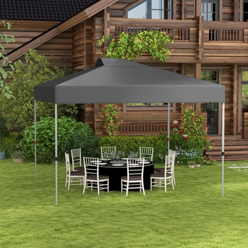10' x 10' Pop Up Canopy Tent with Airy Top Vents and Wheeled Carry Bag for Outdoor, Garden, Patio, Dark Grey