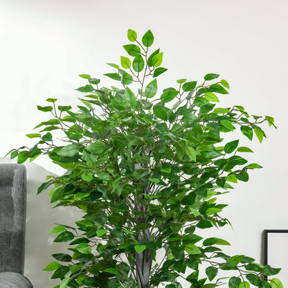 4.5ft Ficus Artificial Plant with Realistic Leaves, Potted Fake Tree for Home Office Indoor Outdoor Decor, Green Artificial Trees   at Gallery Canada