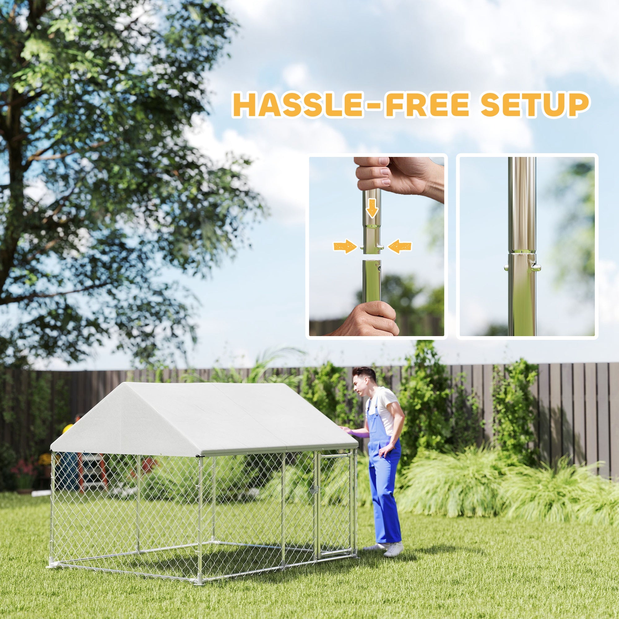 Outdoor Dog Kennel with Waterproof &; Anti-UV Cover, Quick-Connect Frame, Secure Lock for Small Medium Dogs Houses, Kennels & Pens at Gallery Canada