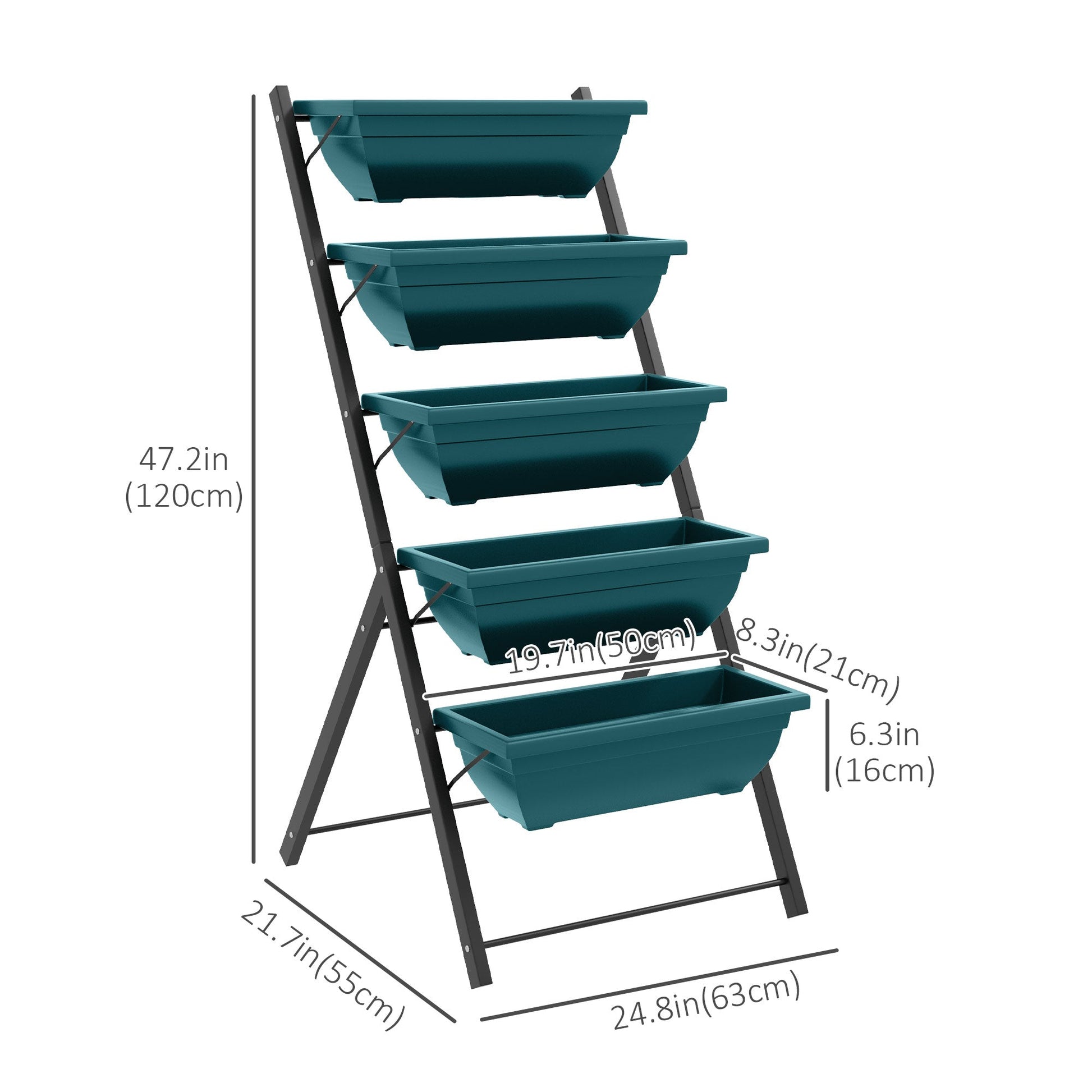 5-Tier Raised Garden Bed with 5 Planter Box, Outdoor Plant Stand Grow Containers with Leaking Holes, Green Plant Stands   at Gallery Canada