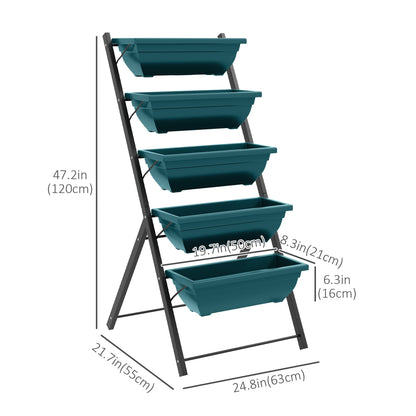 5-Tier Raised Garden Bed with 5 Planter Box, Outdoor Plant Stand Grow Containers with Leaking Holes, Green Plant Stands   at Gallery Canada