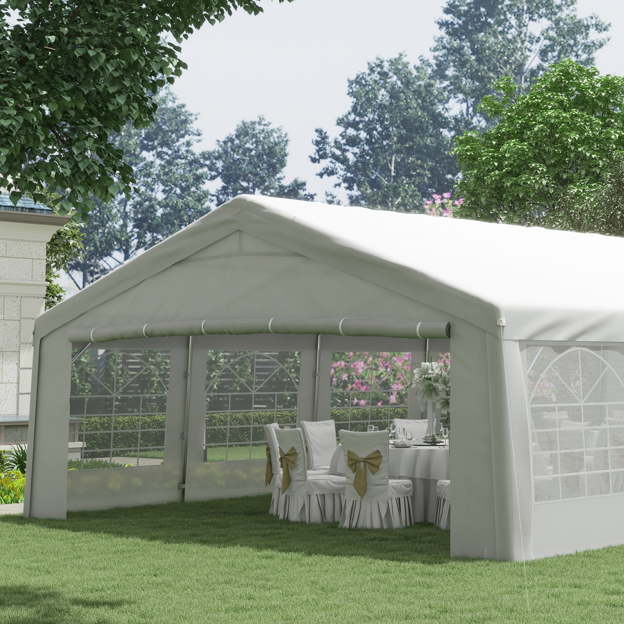 33'x20' Heavy Duty Steel Carport Garage Wedding Party Event Tent Shelter Gazebo Outdoor w/ Sidewalls Canopy Pavilion White Canopy Tents at Gallery Canada