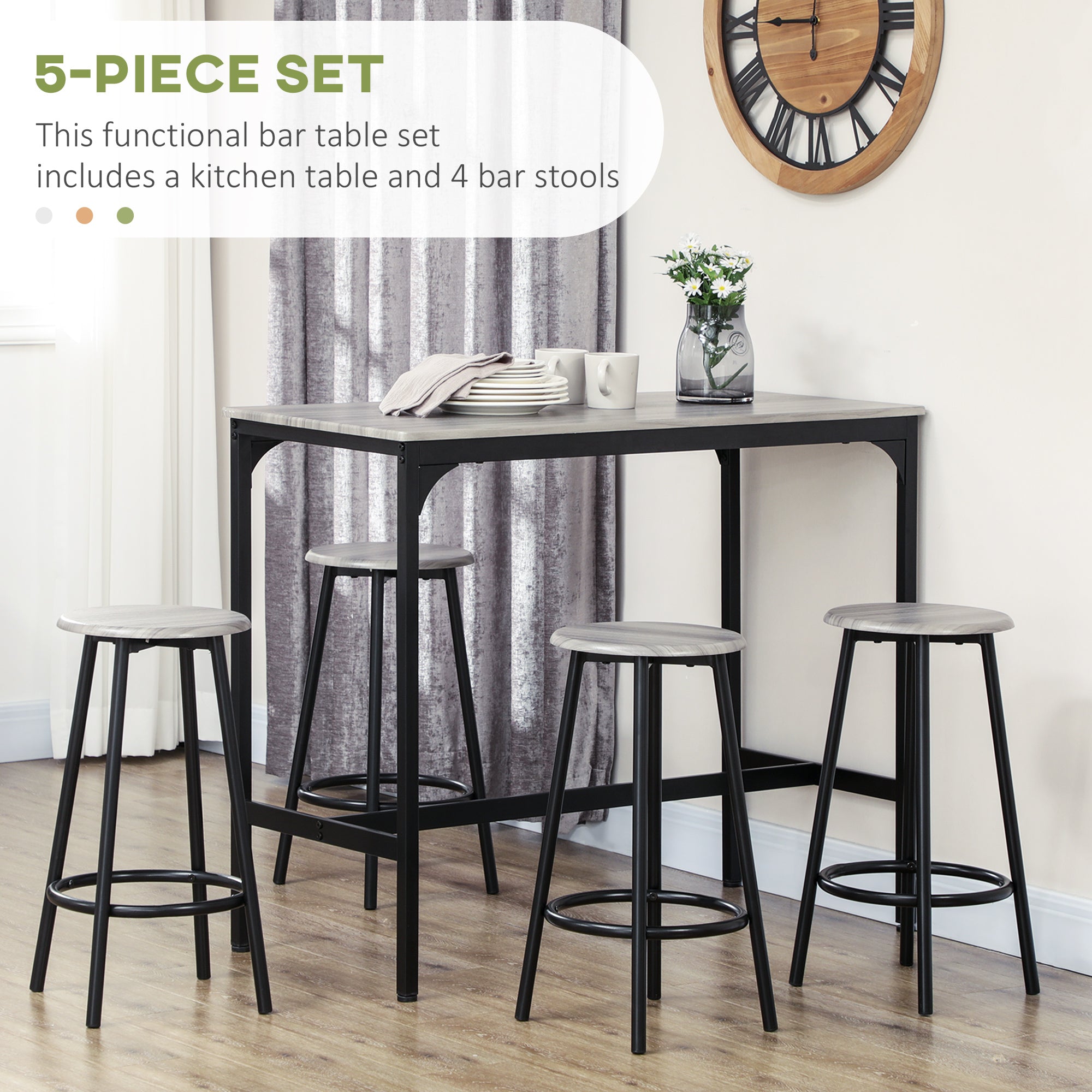 5-Piece Counter Height Bar Table and Chairs, Dining Table and Chairs Set for 4, Pub Table and Chairs Bar Sets   at Gallery Canada