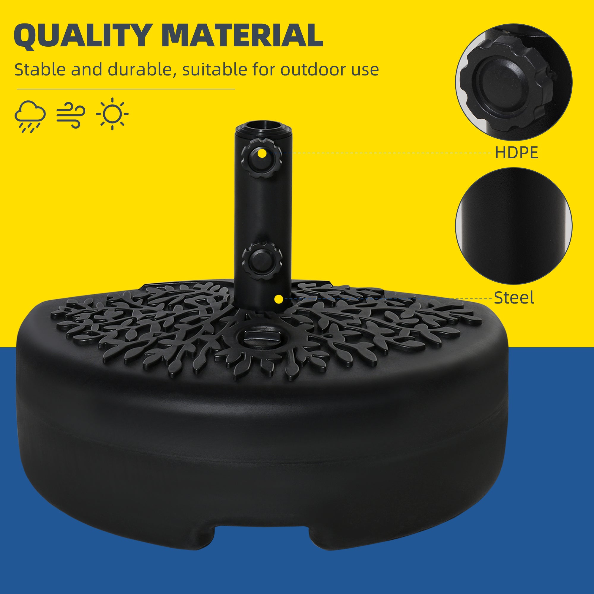 Half Round Umbrella Base, Sand or Water Filled Half Patio Umbrella Stand Holder 40lb Water or 46lb Sand, Black Umbrella Bases at Gallery Canada