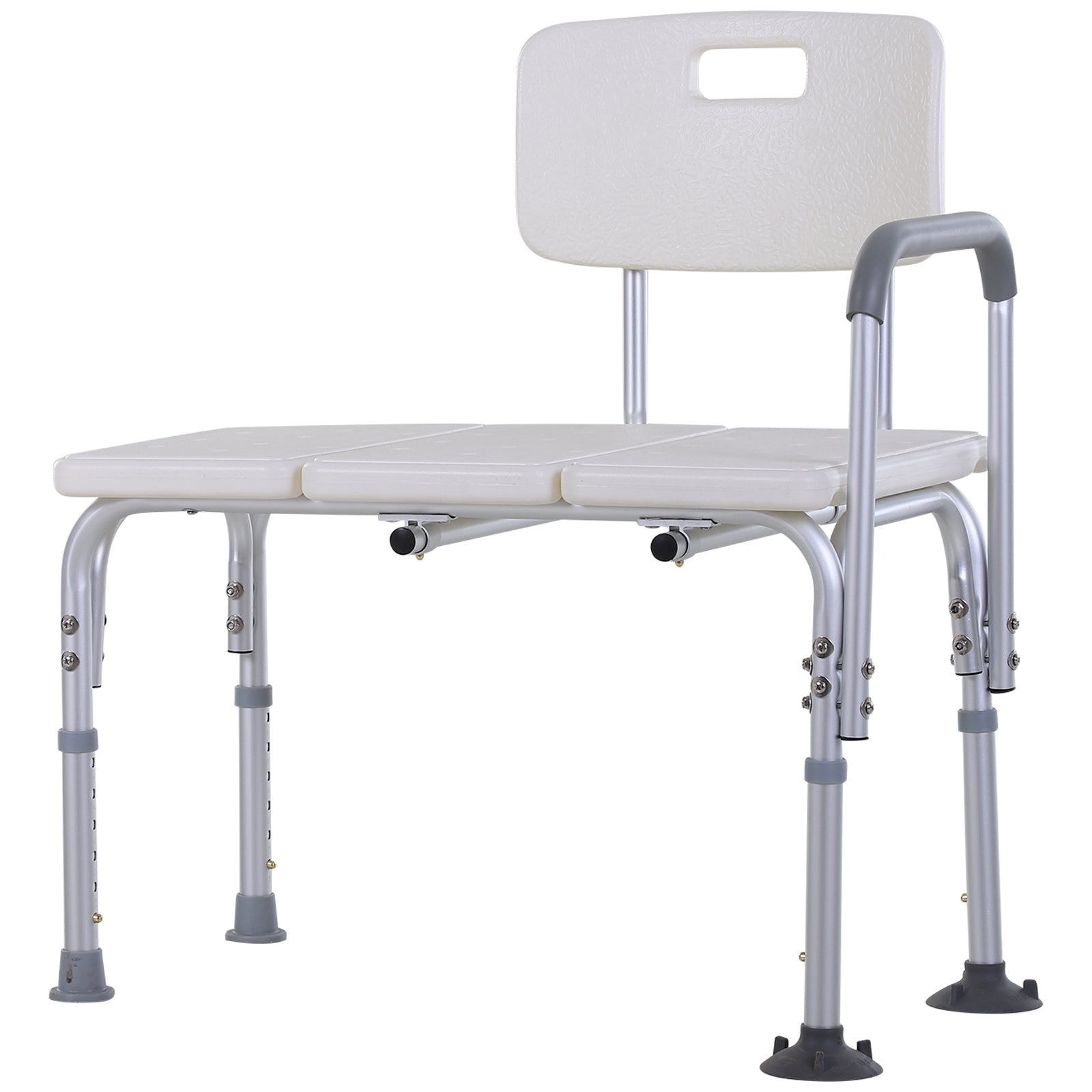 6-Level Adjustable Bath and Shower Transfer Bench Aluminum Chair with Non-Slip Feet, Armrest &; Backrest, White Bath Chairs Multi Colour  at Gallery Canada