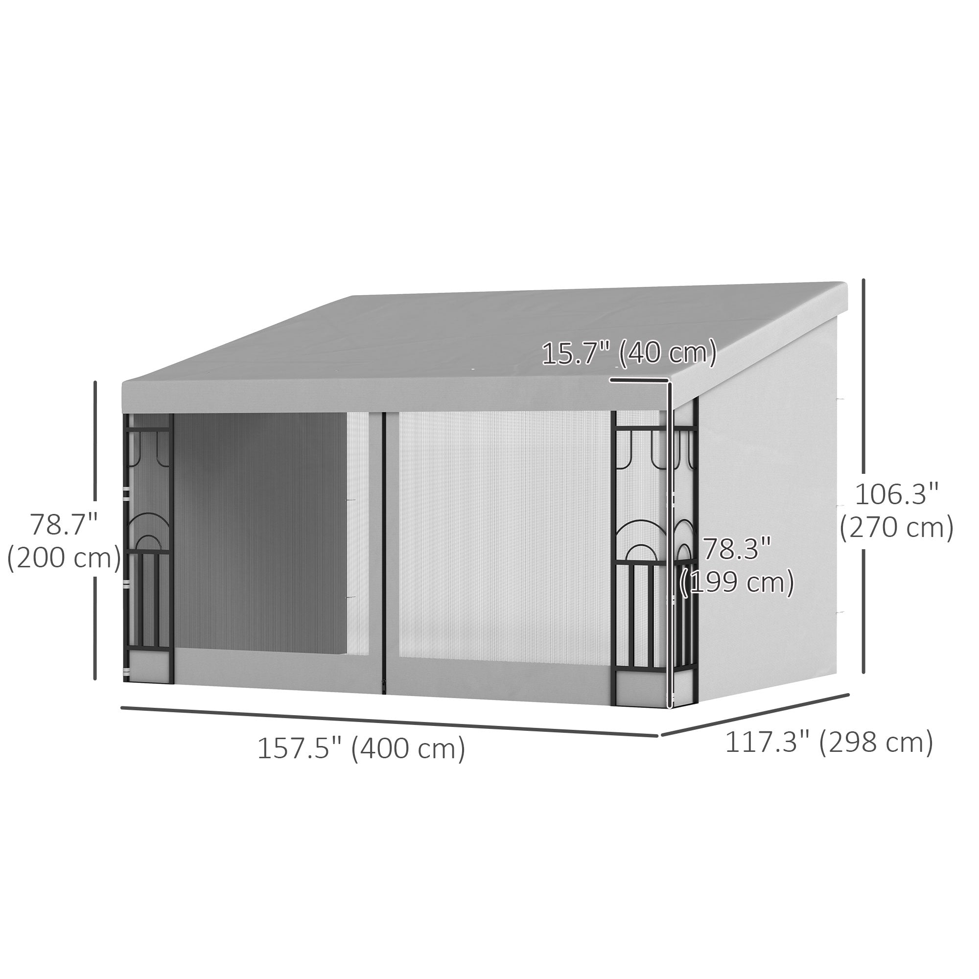 10' x 13' Wall Pergola, Outdoor Gazebo with 2 Curtains and 2 Nettings, UV Resistant, for Patio, Deck, Light Grey Pergolas at Gallery Canada