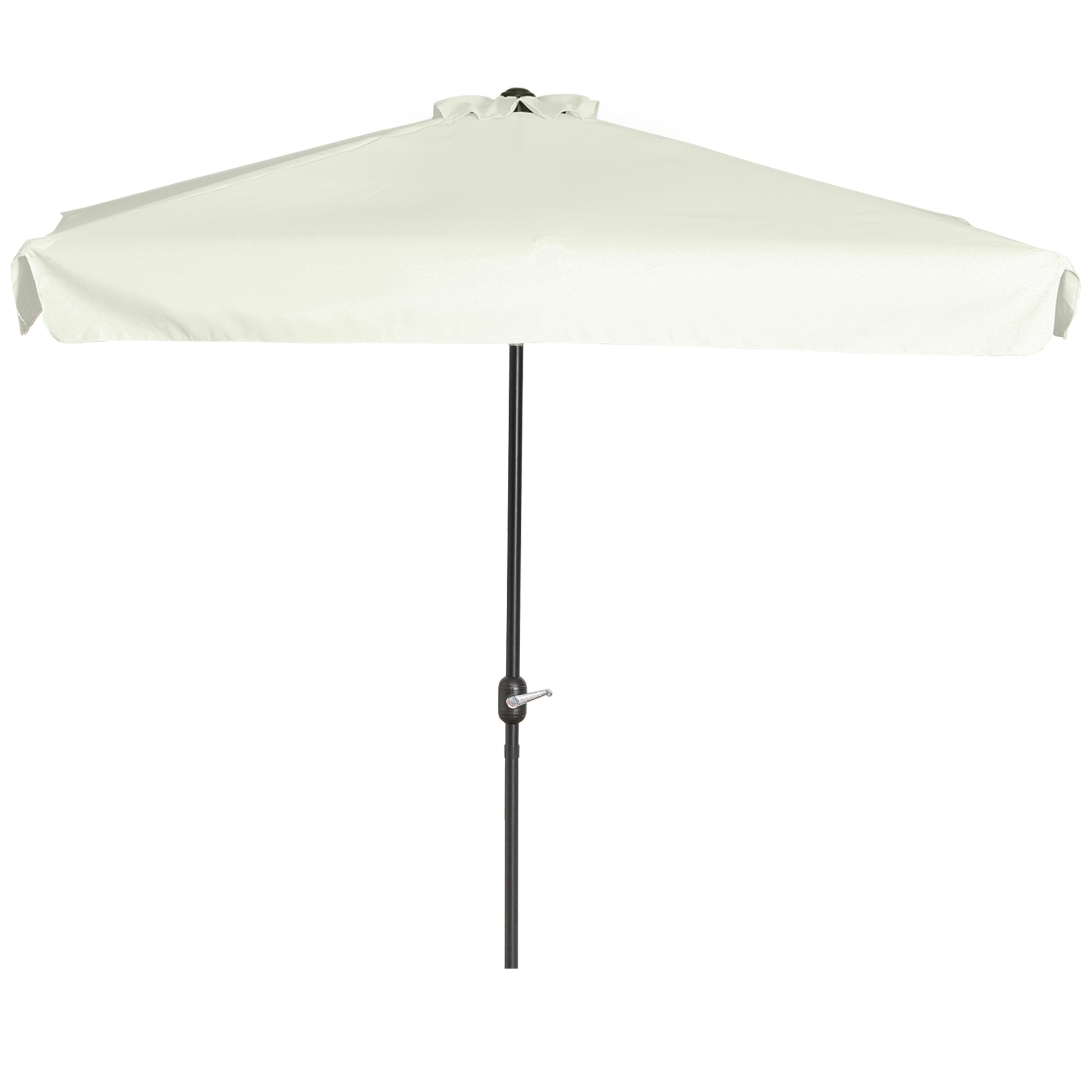 7.5ft Half Umbrella Semi Round Patio Parasol with Crank Handle, Top Vent for Garden, Balcony- NO BASE INCLUDED, Cream Sun Umbrellas Cream  at Gallery Canada