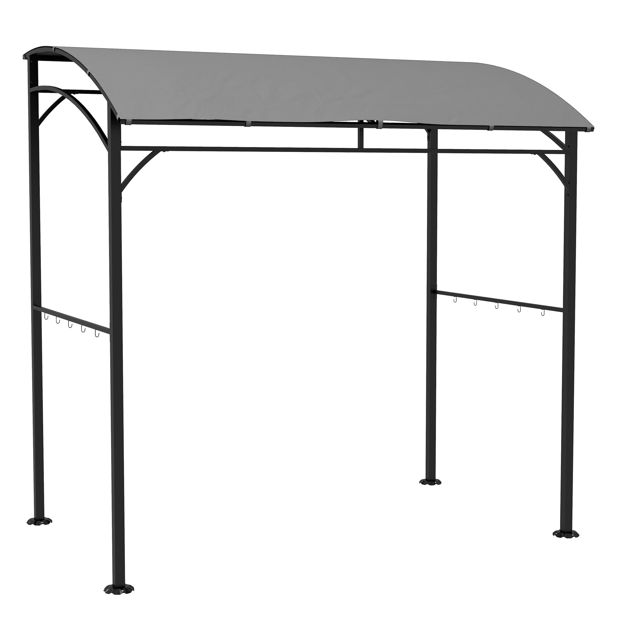 7' x 5' Garden Grill Canopy, BBQ Grill Gazebo Tent with Steel Frame and Hooks, Outdoor Sun Shade, Grey Gazebos at Gallery Canada