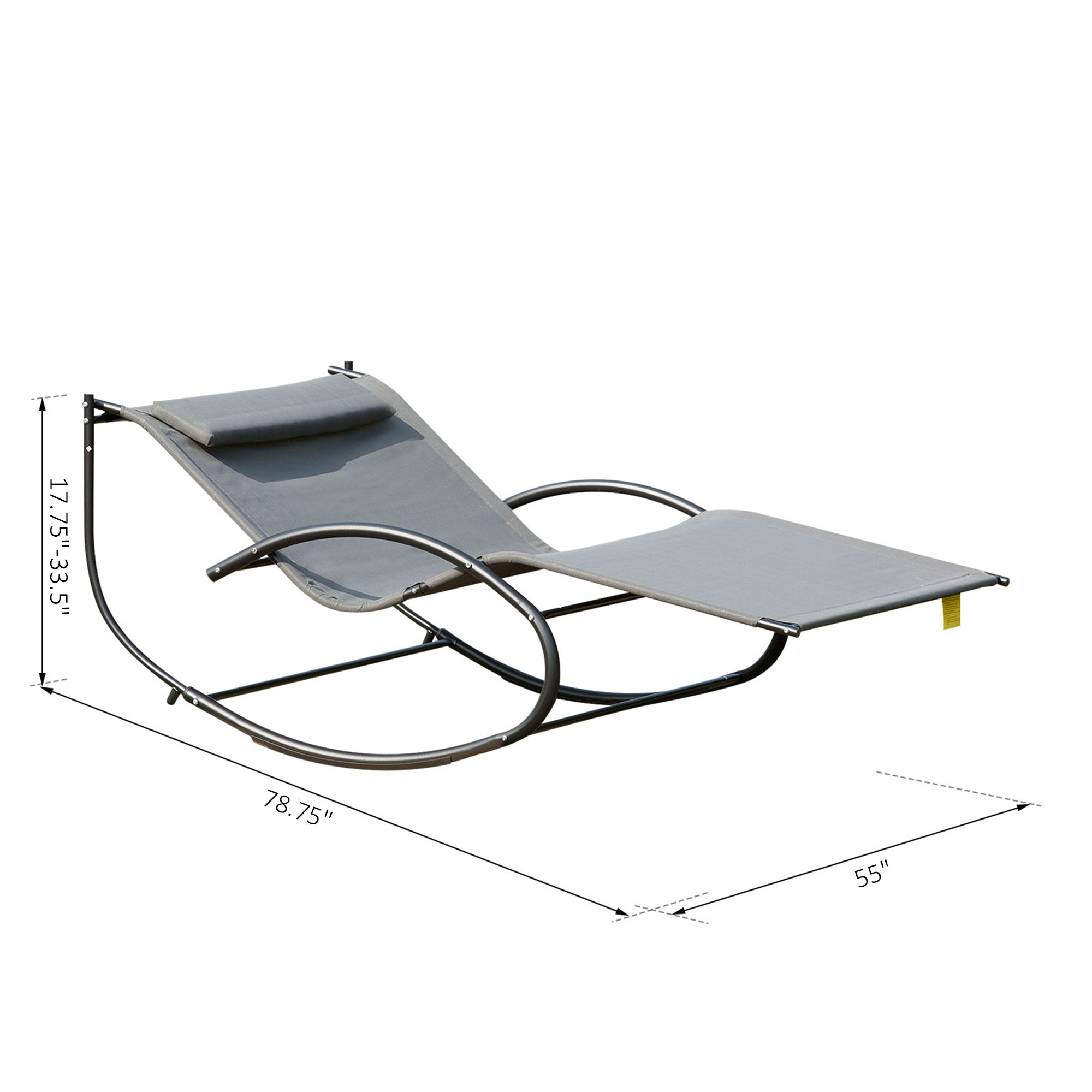 Double Chaise Lounger Garden Rocker Sun Bed Outdoor Hammock Chair Texteline with Pillow Grey Lounger Chairs   at Gallery Canada