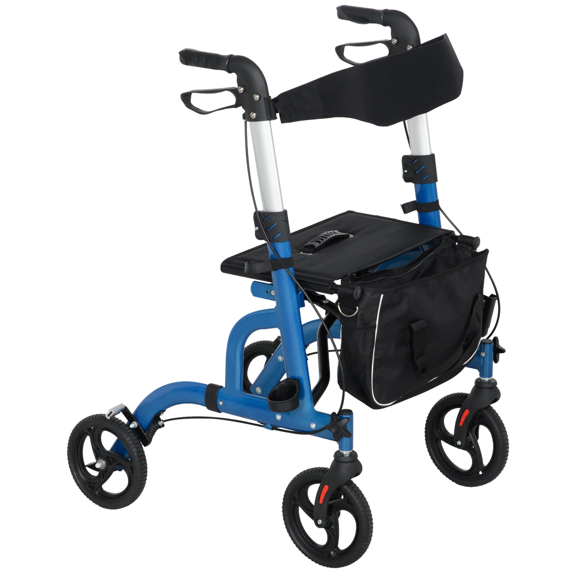 Rollator Walker for Seniors and Adults with 8'' Wheels, Padded Seat and Backrest, Storage Bag Blue Knee Walker & Wheelchair Ramps at Gallery Canada