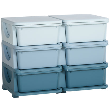 3 Tier Kids Toy Organizer and Storage Bins with 6 Plastic Drawers, Blue Baby & Kids Storage   at Gallery Canada