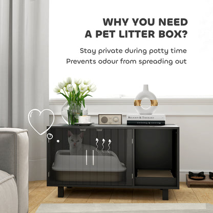 Cat Litter Box Enclosure, Cat House End Table with Scratcher, Black Cat Litter Box Enclosures   at Gallery Canada