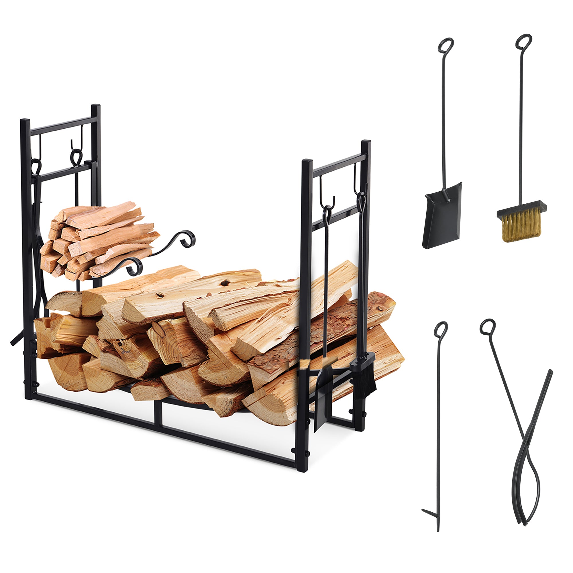 2-Tier Firewood Log Rack with 4 Tools 33
