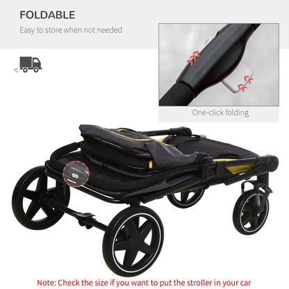 Foldable Pet Stroller with Shock Absorber, Brakes, Storage, Safety Leash, Dark Gray Dog Bike Trailers & Strollers   at Gallery Canada