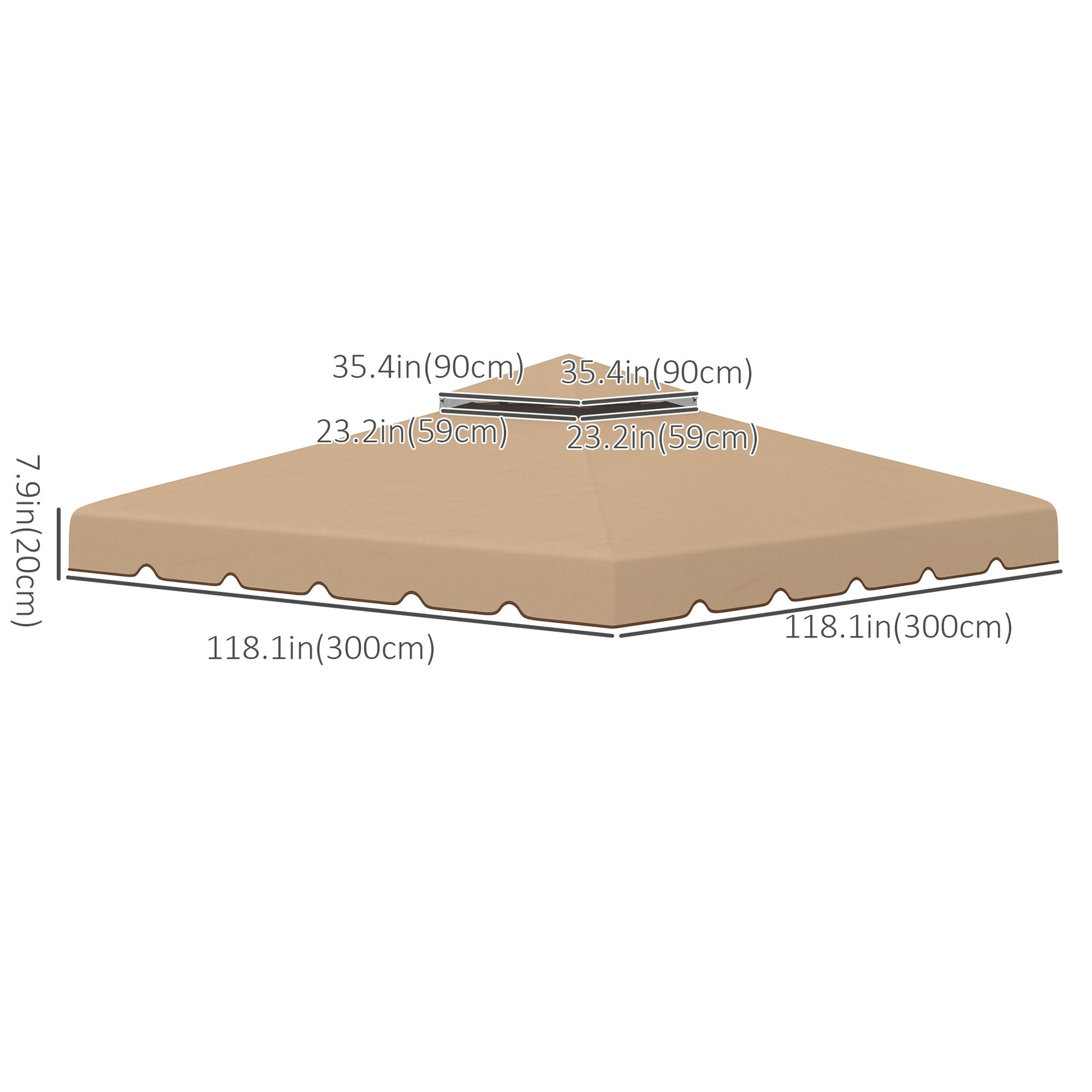 9.8' x 9.8' Replacement Canopy, Gazebo Top Cover with Double Vented Roof for Garden Patio (TOP ONLY), Khaki Gazebos   at Gallery Canada