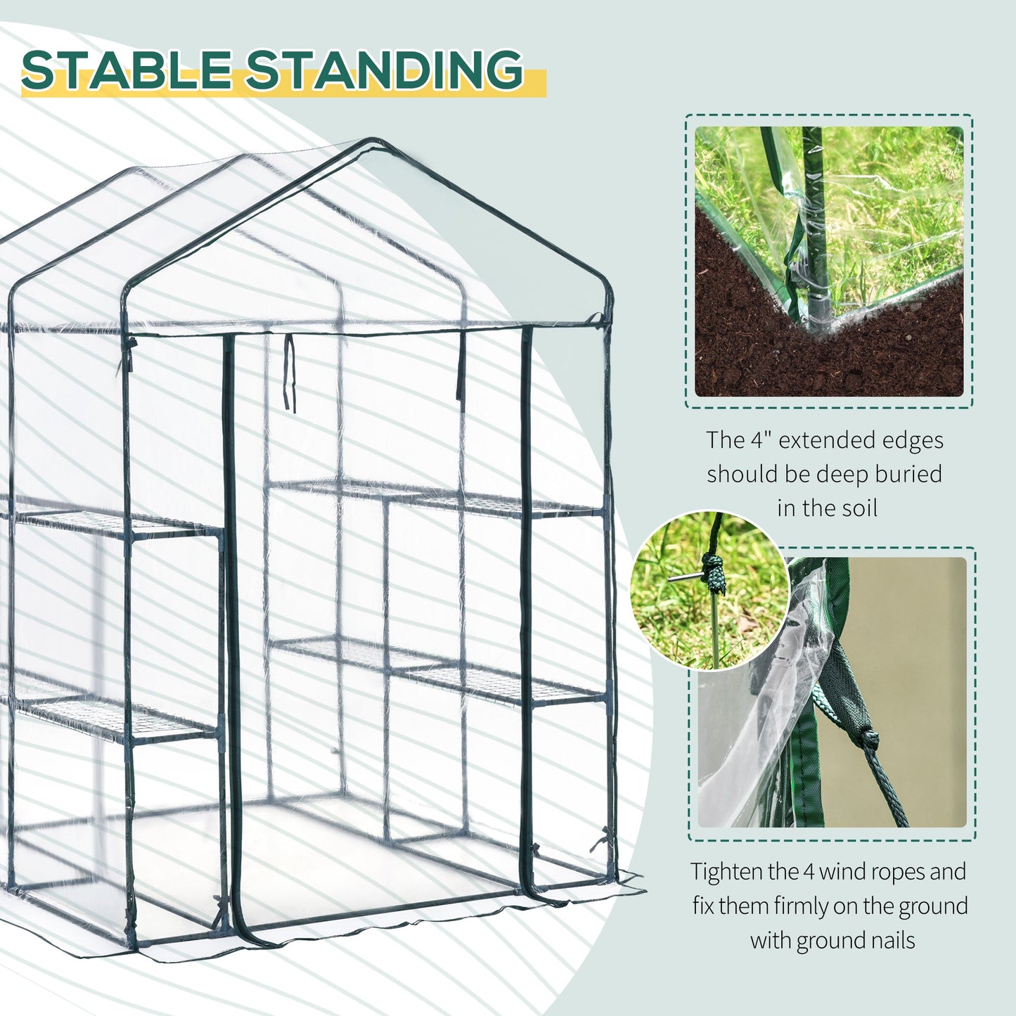 56" x 56" x 77" Walk-in Plant Greenhouse Portable Garden Flower Seed Warm House 8 Shelves Outdoor Plant Growth Hot House PVC Cover Transparent Walk In Greenhouses   at Gallery Canada