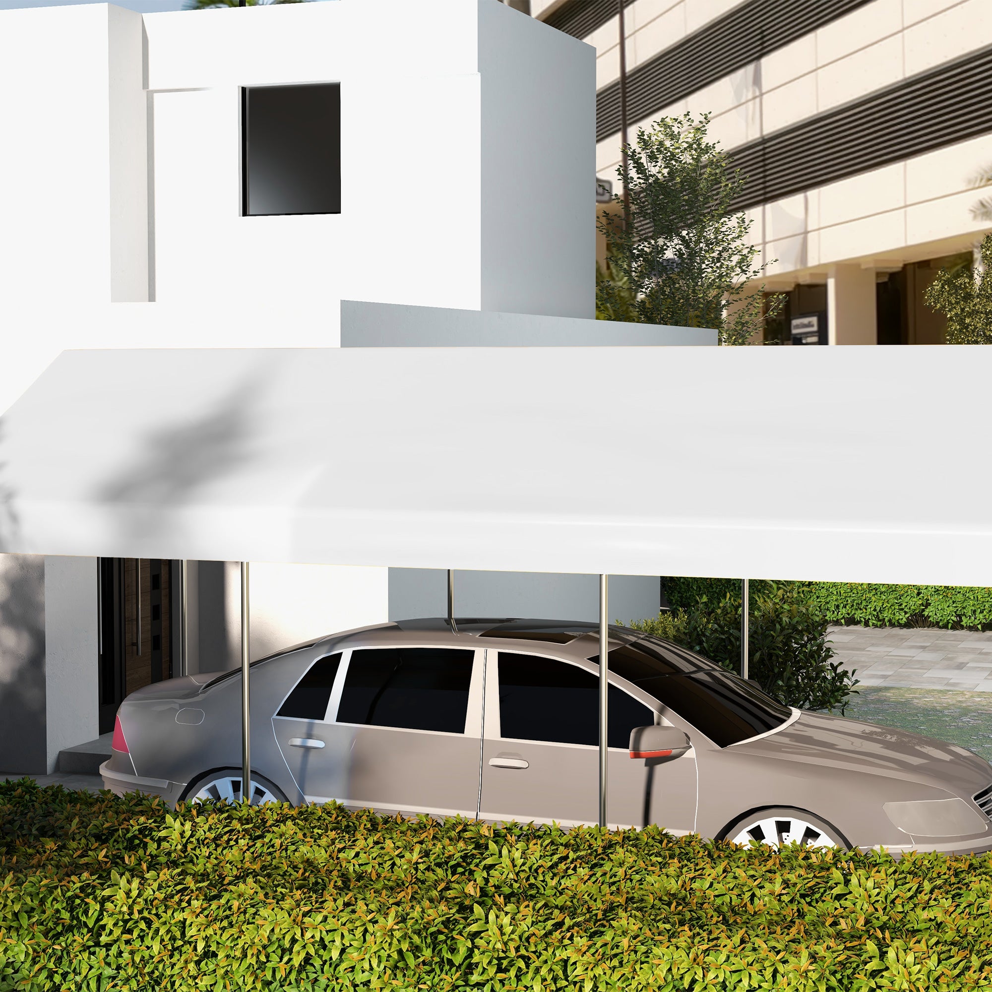 10 x 20ft Carport Replacement Canopy, UV Resistant Garage Car Cover with Ball Bungee Cords, White Gazebo Canopy Replacement at Gallery Canada
