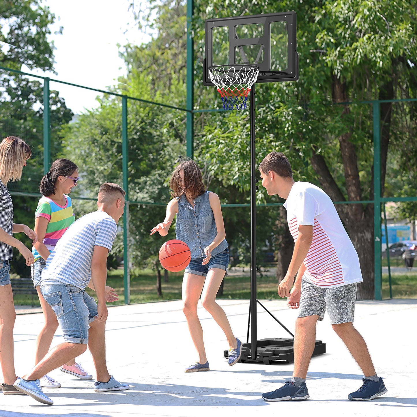 Basketball Hoop Outdoor, 7.5-10ft Portable Basketball Goal with Wheels and 43" Backboard, for Teenagers Youth Adults Basketball   at Gallery Canada