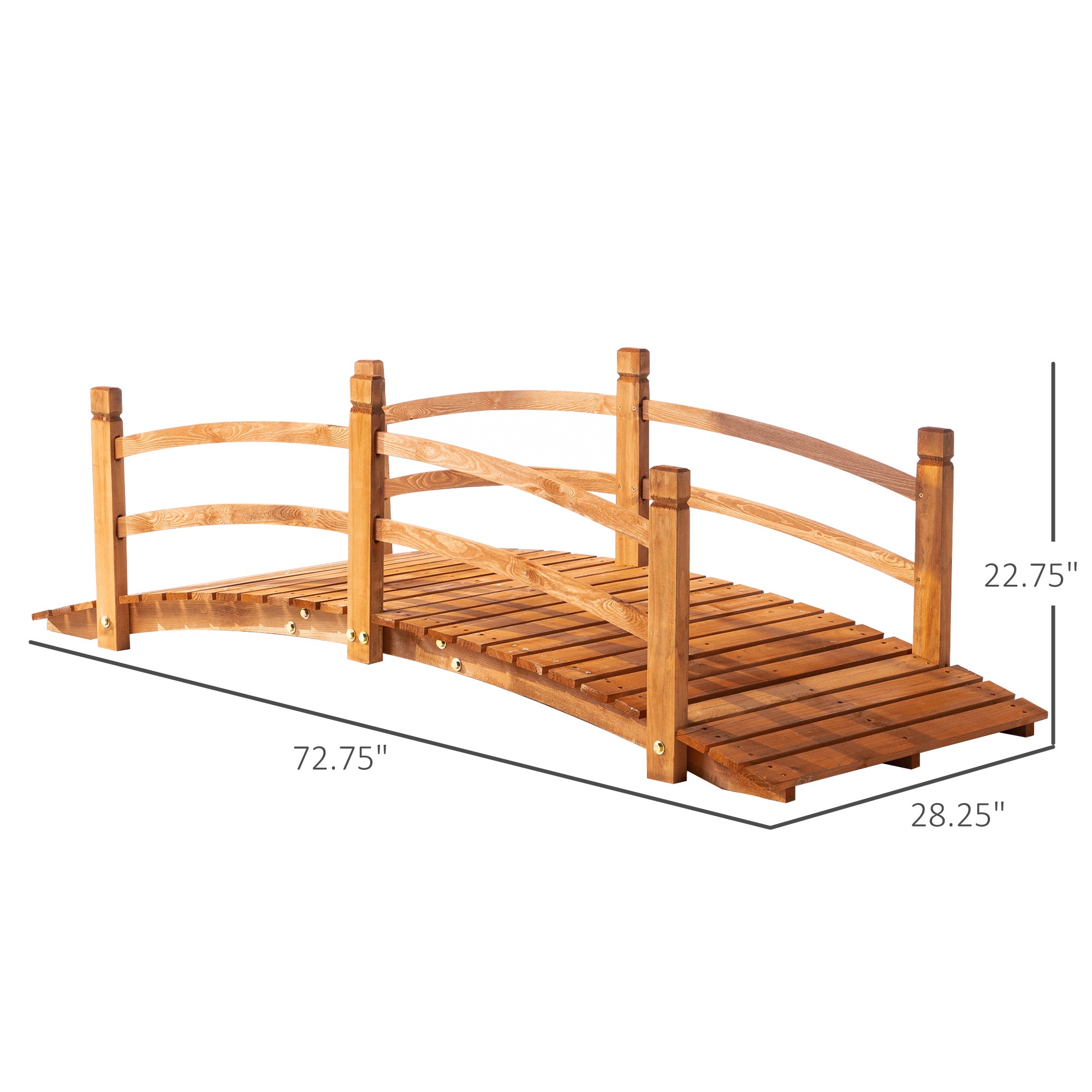 6FT Wooden Garden Bridge Classic Arc Footbridge with Guardrails for Stream Pond Walkway, Orange Garden Bridges at Gallery Canada