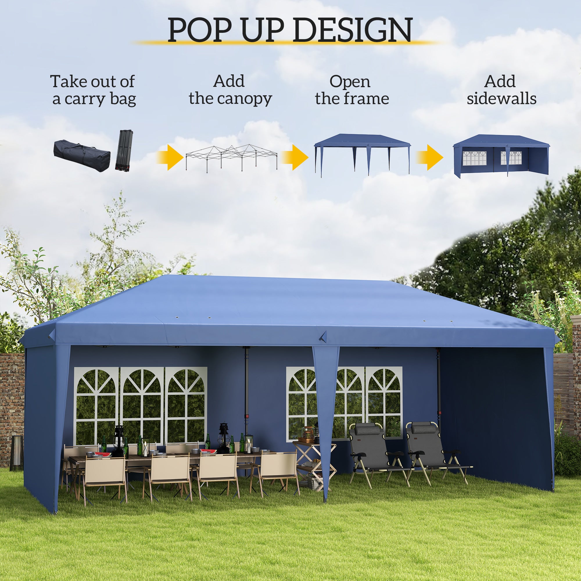 10' x 20' Outdoor Pop Up Canopy Tent Party Tent Instant Shelter W/ Carrying Bag, Blue Pop Up Canopies at Gallery Canada