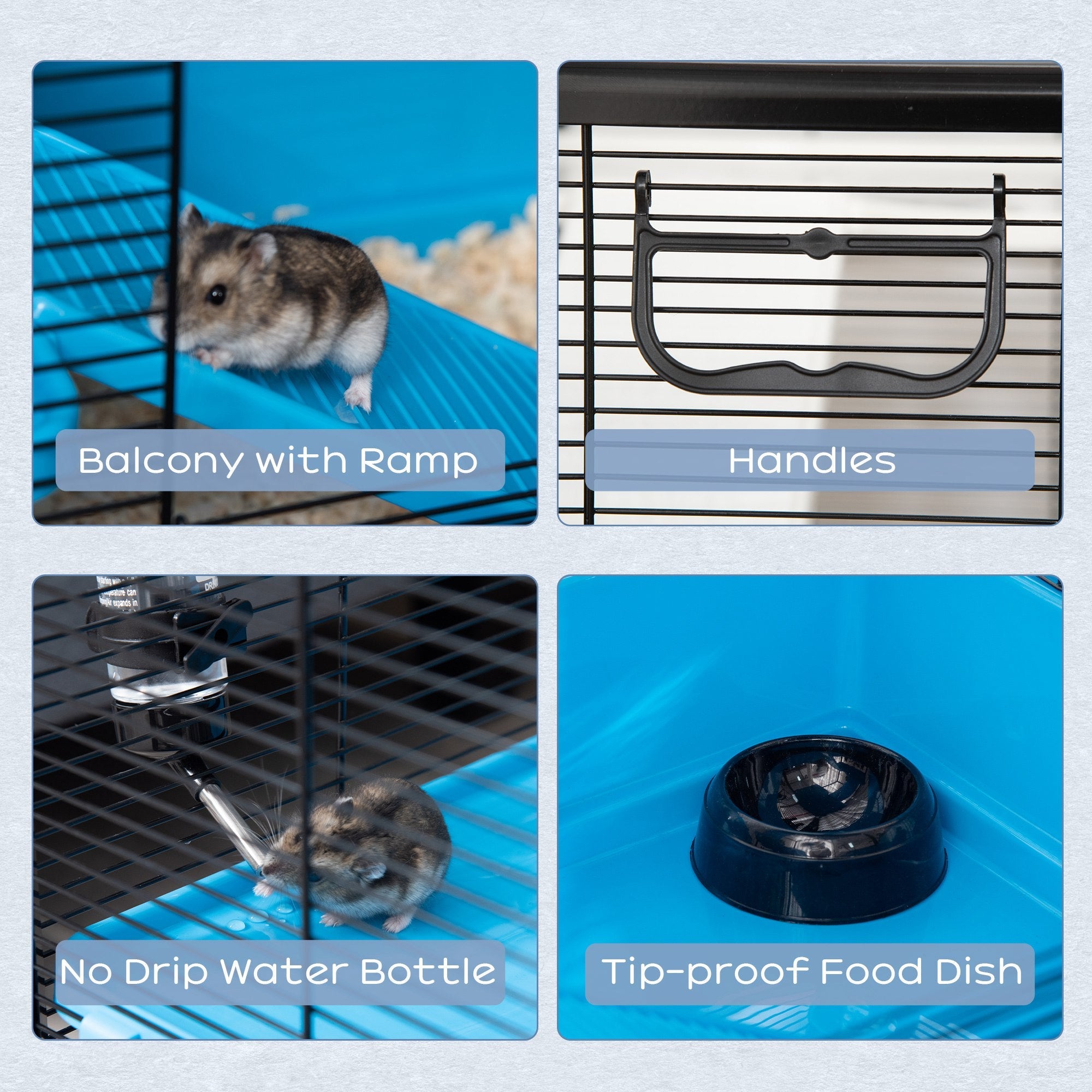 3-tier Hamster Cage, Guinea Pig Cage with Accessories Food Dish Water Bottle, Ramps, 31.5