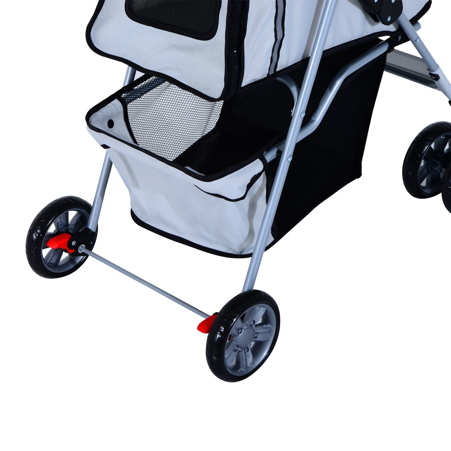 4 Wheel Dog Pet Stroller Dog Cat Carrier Folding Sunshade Canopy with Brake, Grey Dog Bike Trailers & Strollers   at Gallery Canada