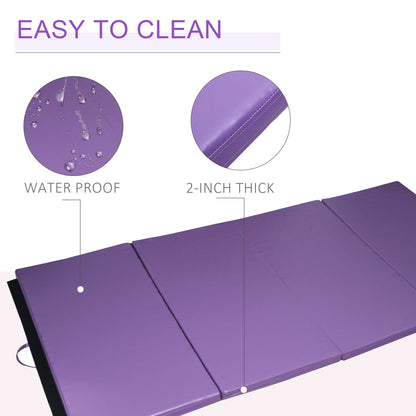 4ft x 8ft x 2inch Tri-Fold Gymnastics Tumbling Mat Exercise Mat with Carrying Handles for MMA, Martial Arts, Stretching, Core Workouts, Purple Gymnastics Mats   at Gallery Canada