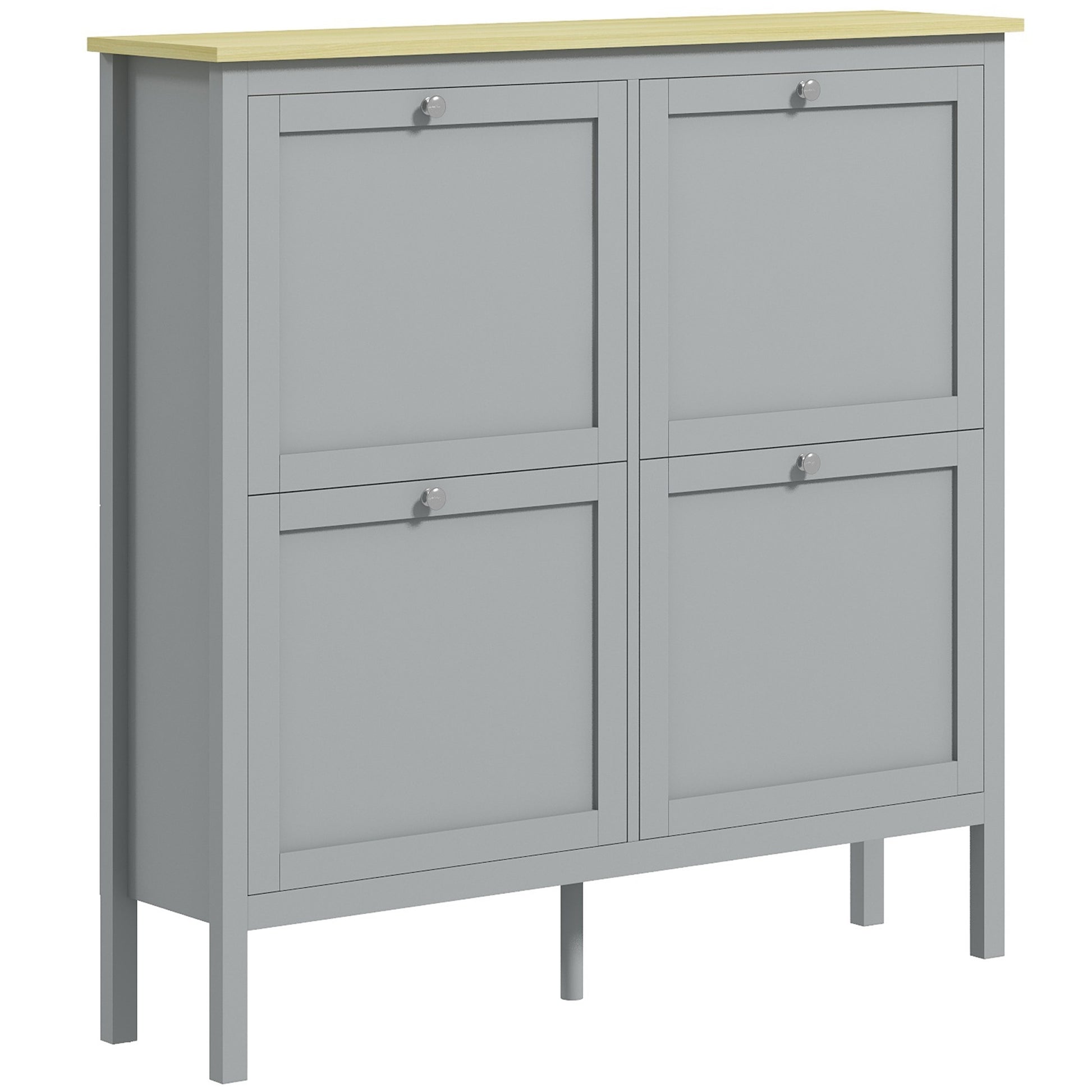 Entryway Shoe Storage Cabinet with 4 Flip Drawers, Adjustable Shelves, Narrow Shoe Cabinet for 20 Pairs of Shoes, Grey Shoe Storage Cabinets & Racks   at Gallery Canada