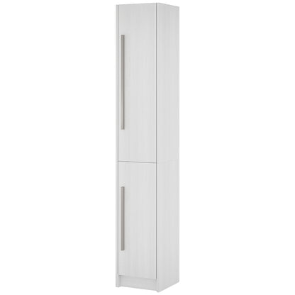 Freestanding Tall Bathroom Storage Cabinet with Adjustable Shelves, Bathroom Organizer, White Wood Grain Bathroom Cabinets   at Gallery Canada