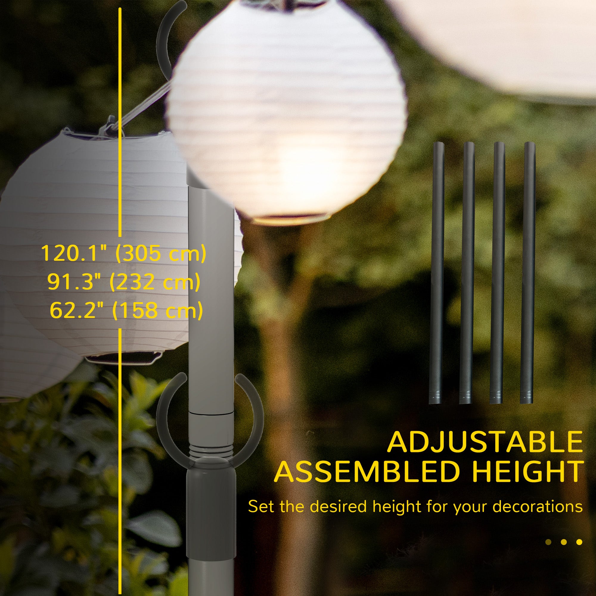 4 Pack of 10' String Light Poles, Steel Hanging Lighting Stand for Patio, Backyard, Deck, Wedding, Party, Black Lighting & Ceiling Fans at Gallery Canada