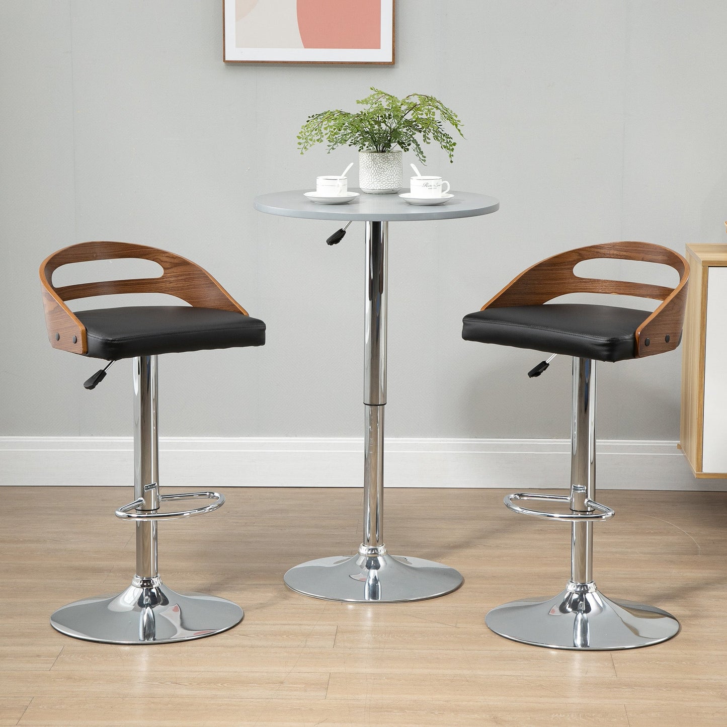 Bar Stools Set of 2, Adjustable Height Counter Height Bar Stools, Swivel Bar Chair with PU Leather Padded Seat, Footrest Bar Stools   at Gallery Canada