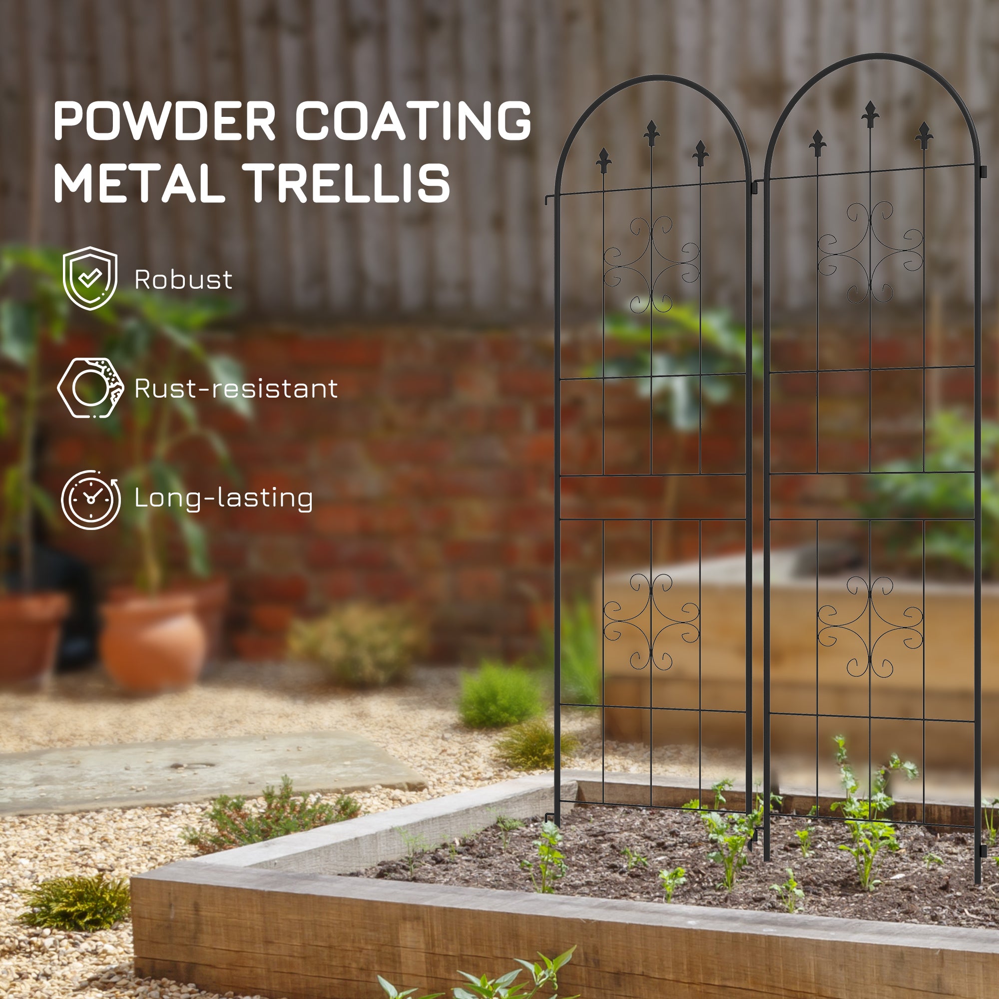 Metal Trellis Set of 2, Garden Trellis for Climbing Plants Support Frames, Arrow Design Plant Stands at Gallery Canada