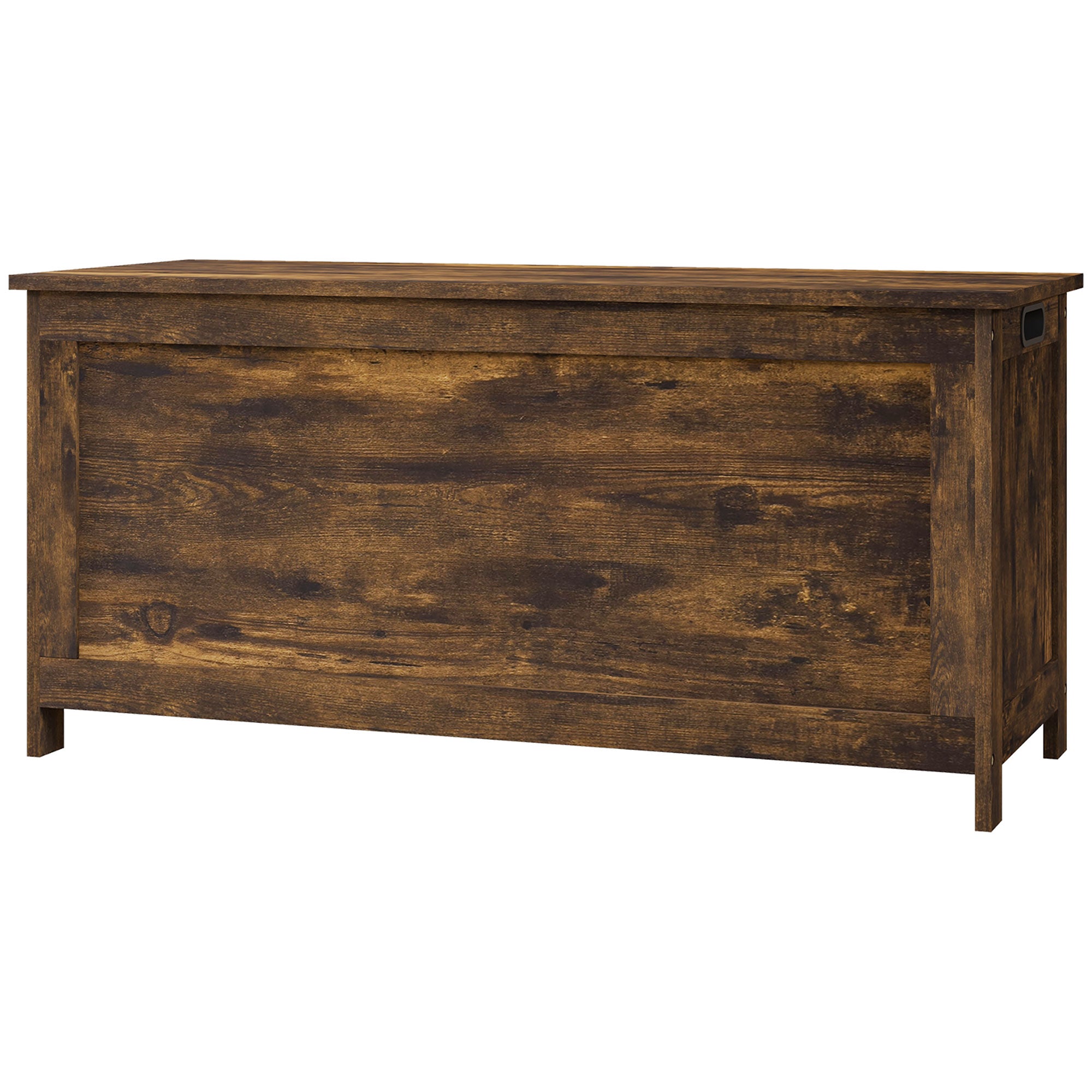 Storage Trunk with 2 Safety Hinges, Modern Entryway Bench with Side Handles, Storage Chest for Living Room, Rustic Brown Storage Ottomans & Benches Rustic Brown at Gallery Canada