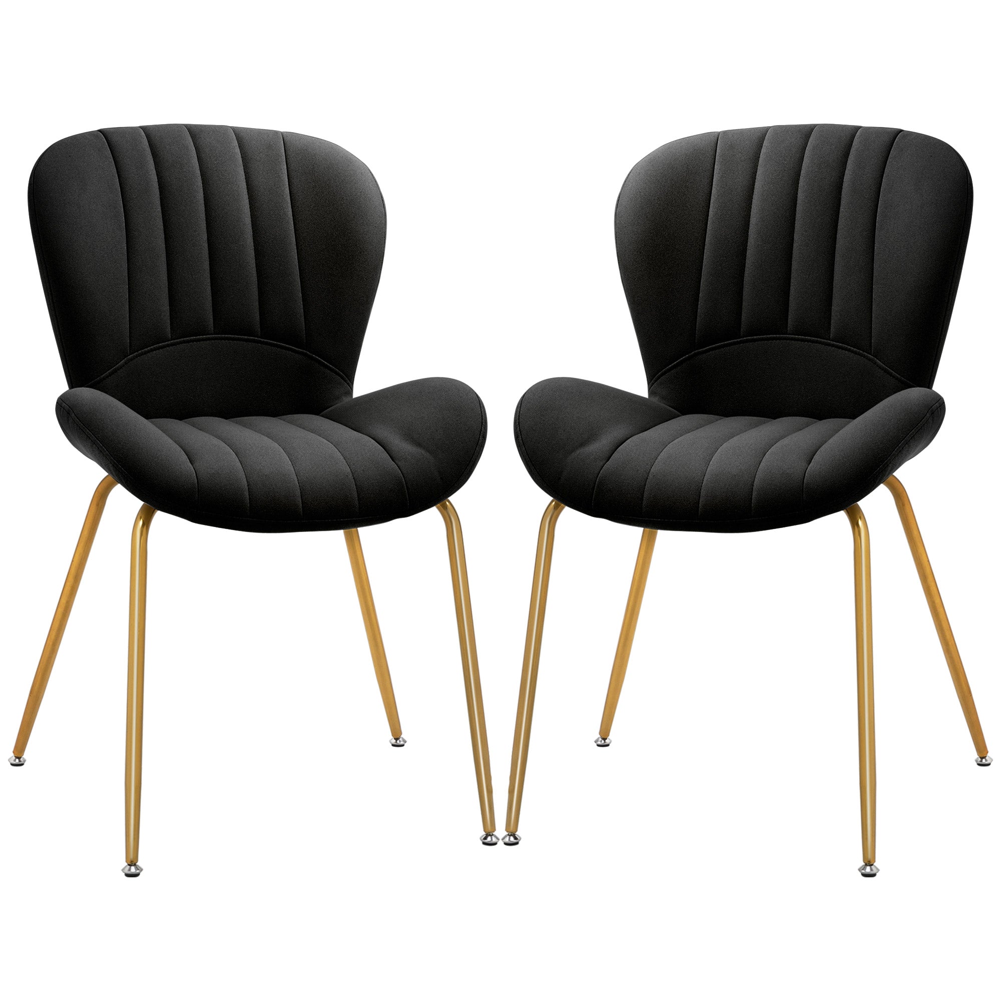 Dining Chairs Set of 2, Modern Accent Chair with Cushioned Backrest, Upholstery for Living Room, Black Dining Chairs Dark Grey, Gold at Gallery Canada