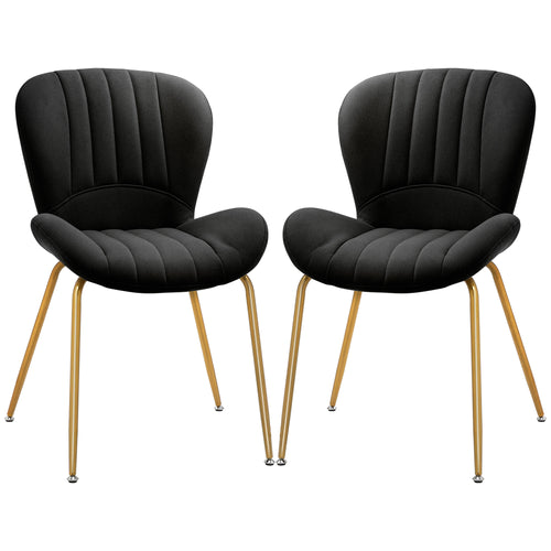Dining Chairs Set of 2, Modern Accent Chair with Cushioned Backrest, Upholstery for Living Room, Black