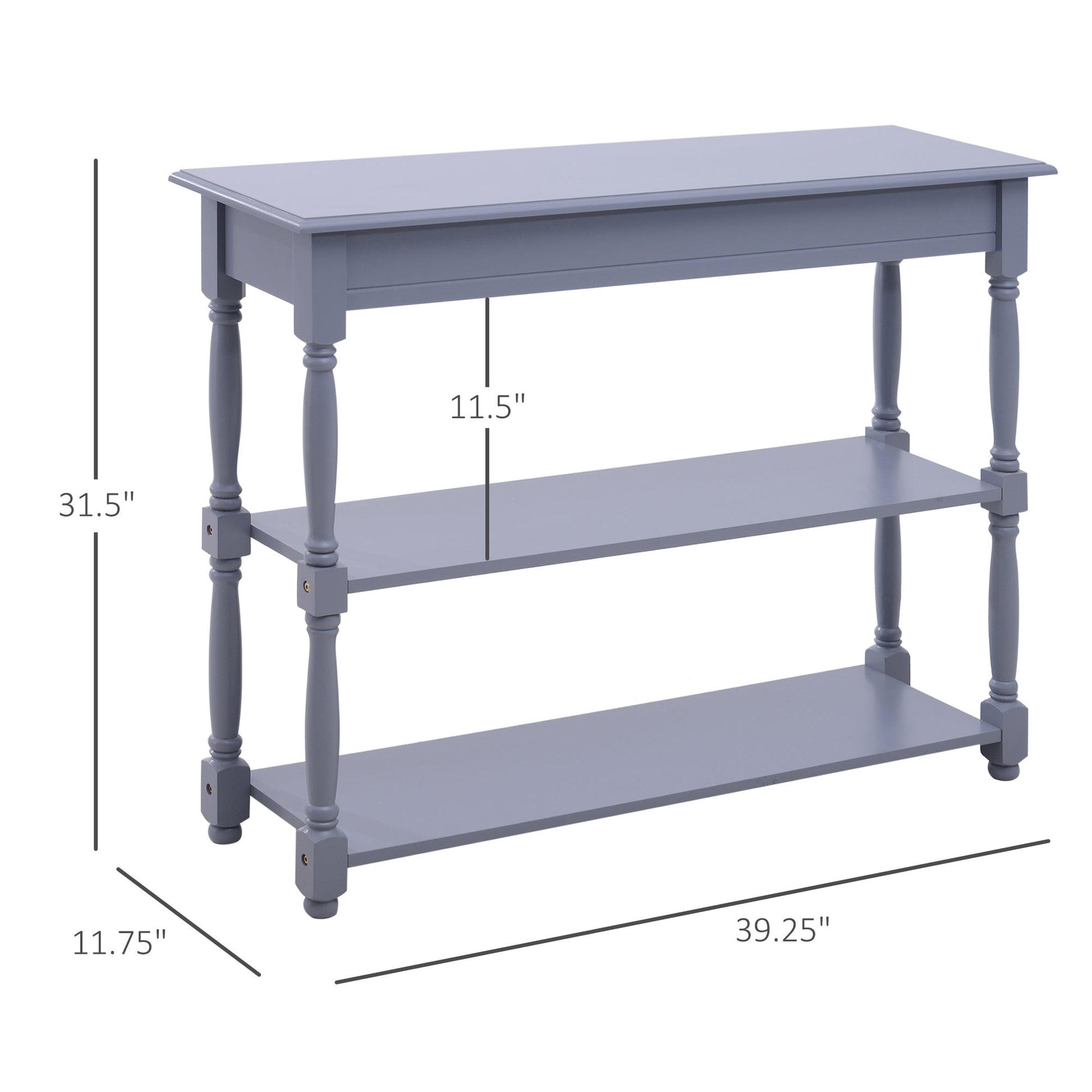 Console Table Modern Sofa Table with 2 Tier Shelves for Living Room, Entryway, Bedroom, Grey Console Tables   at Gallery Canada