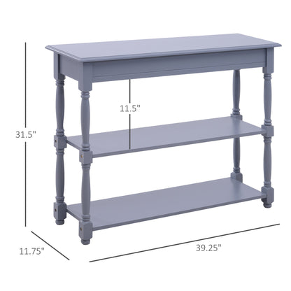 Console Table Modern Sofa Table with 2 Tier Shelves for Living Room, Entryway, Bedroom, Grey Console Tables   at Gallery Canada