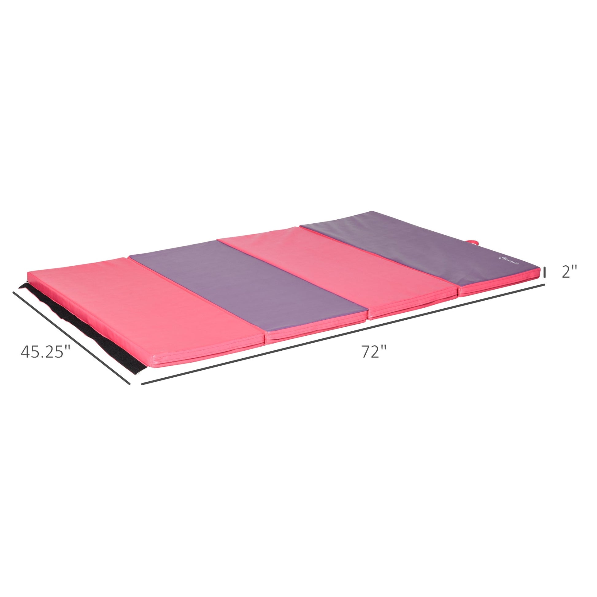 4'x6'x2'' Folding Gymnastics Tumbling Mat, Exercise Mat with Carrying Handles for Yoga, MMA, Martial Arts, Stretching, Core Workouts, Pink and Purple Gymnastics Mats   at Gallery Canada