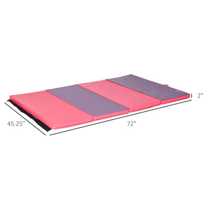 4'x6'x2'' Folding Gymnastics Tumbling Mat, Exercise Mat with Carrying Handles for Yoga, MMA, Martial Arts, Stretching, Core Workouts, Pink and Purple - Gallery Canada