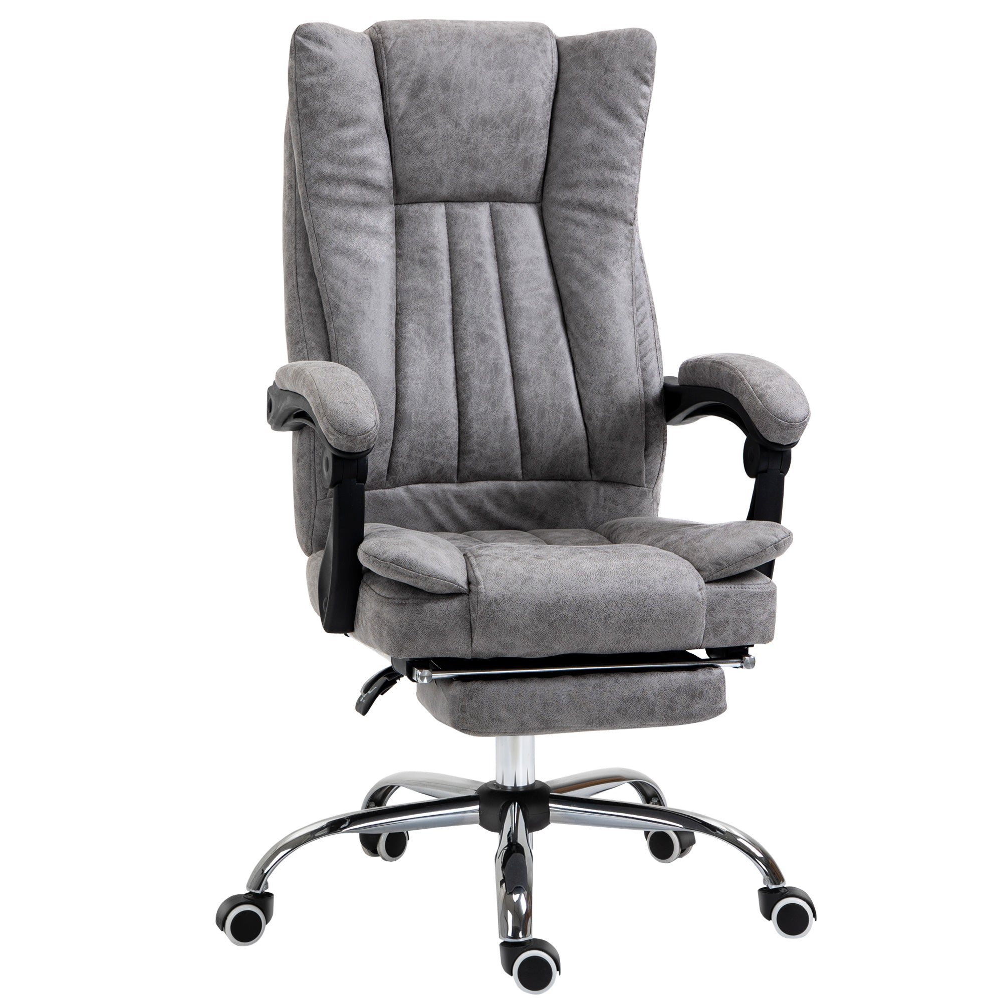 Microfiber Computer Chair, Executive Office Chair with Reclining Backrest Retractable Footrest Adjustable Height Grey Executive & Manager Chairs Grey  at Gallery Canada