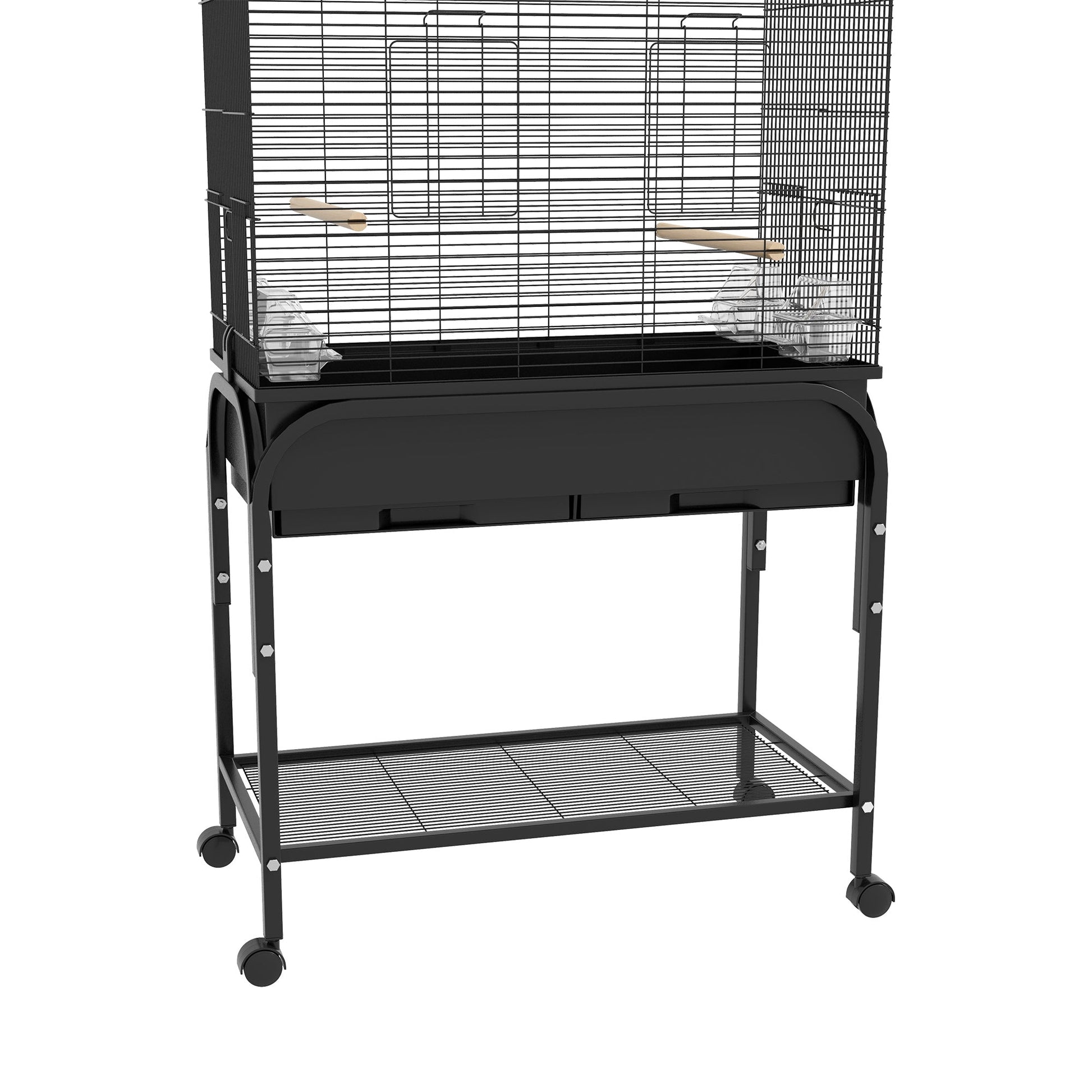 51" Bird Cage for Budgies Canaries Finches Lovebirds Parakeets with Rolling Stand, Toys, Black Bird Cages   at Gallery Canada