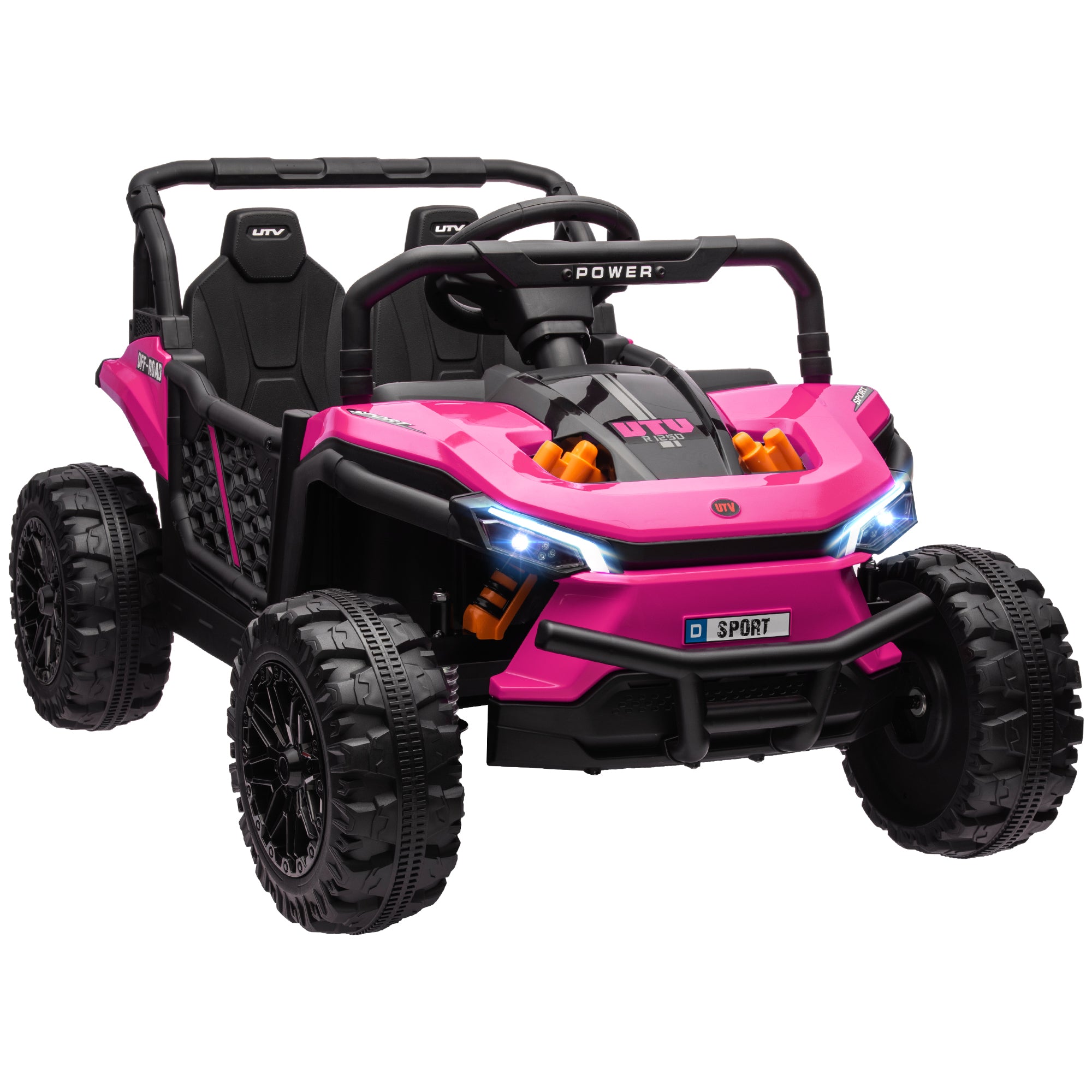 12V Kids Ride On Car, Toy Truck with Remote Control, Spring Suspension, LED Headlights, 3 Speeds, Pink Electric Toy Cars   at Gallery Canada