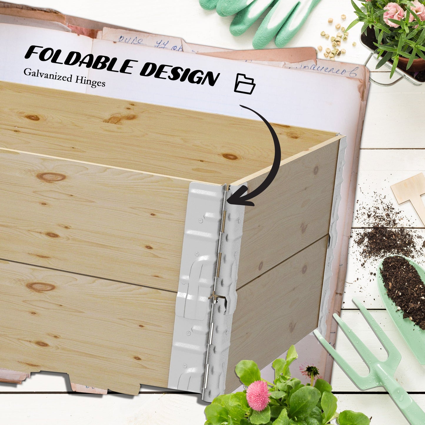 Raised Garden Bed, Foldable Two-Box Wooden Planters for Outdoor Vegetables, Flowers, Herbs, Plants, Easy Assembly Wooden Planter Boxes   at Gallery Canada