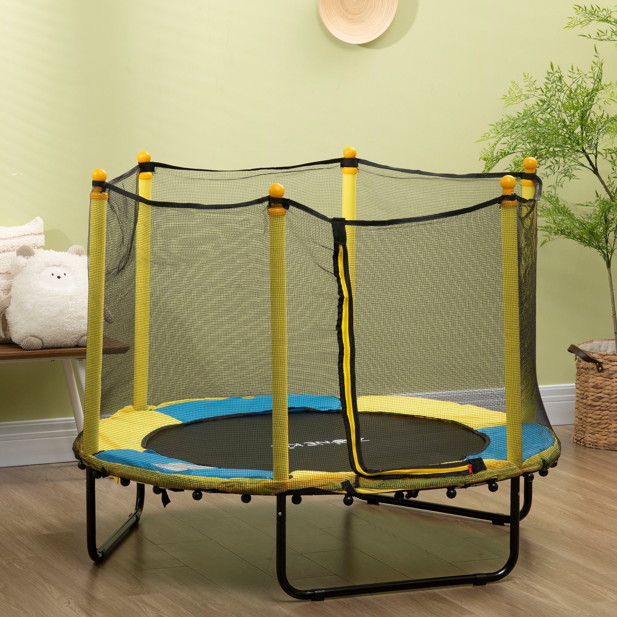 4.6FT Trampoline for Kids with Enclosure Net for Ages 3-10, Indoor Outdoor Use, Yellow Trampolines at Gallery Canada